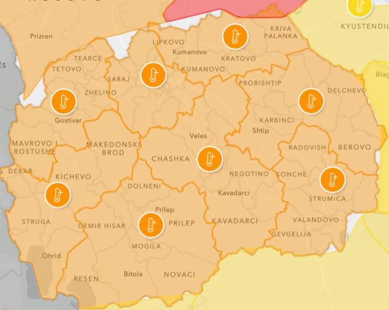УХМР: Утре портокалова фаза низ Македонија – високи температури